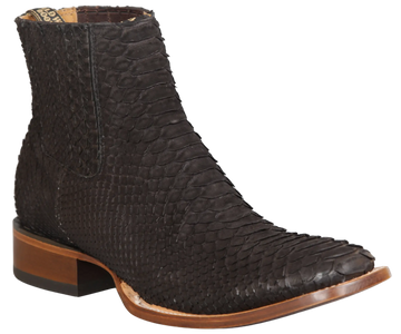 Wild West 282BICN5705 Women's Black Genuine Python Ranch Toe Short Boots Suit Essence