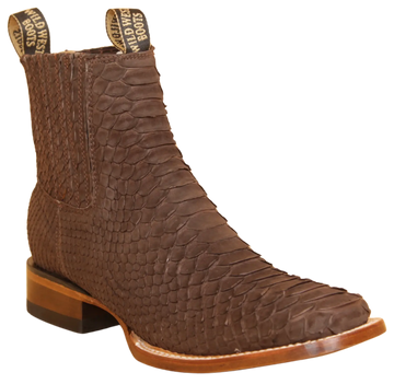 Wild West 282BICN5707 Women's Brown Genuine Python Ranch Toe Short Boots Suit Essence