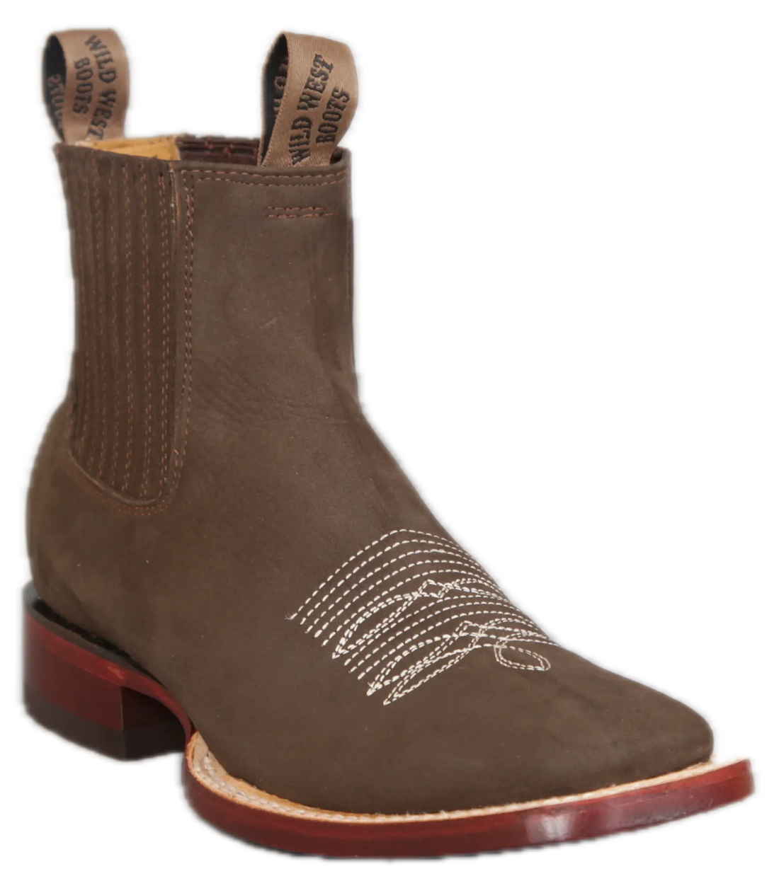 Wild West 282BM26359 Women's Tobacco Genuine Leather Ranch Toe Short Boots Suit Essence