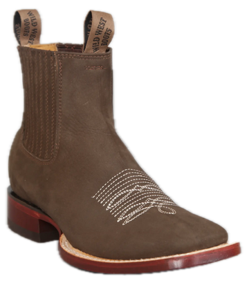 Wild West 282BM26359 Women's Tobacco Genuine Leather Ranch Toe Short Boots Suit Essence