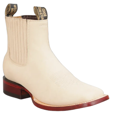 Wild West 282BM6304 Women's Winter White Genuine Leather Ranch Toe Short Boots