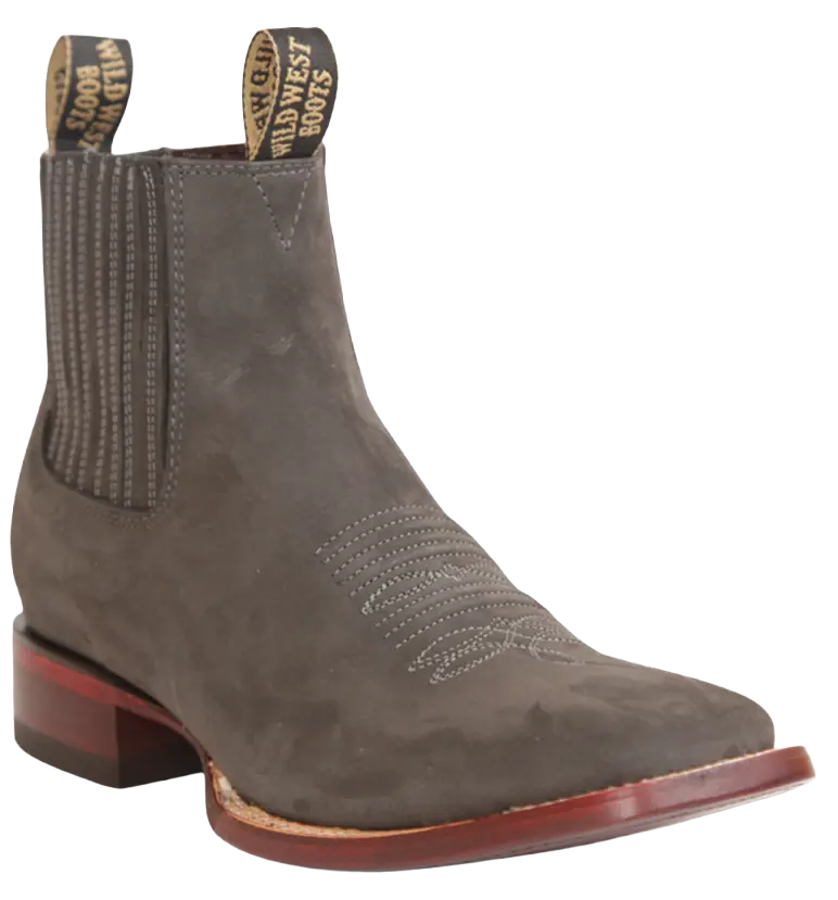 Wild West 282BM6309 Women's Gray Genuine Leather Ranch Toe Short Boots