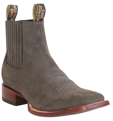 Wild West 282BM6309 Women's Gray Genuine Leather Ranch Toe Short Boots
