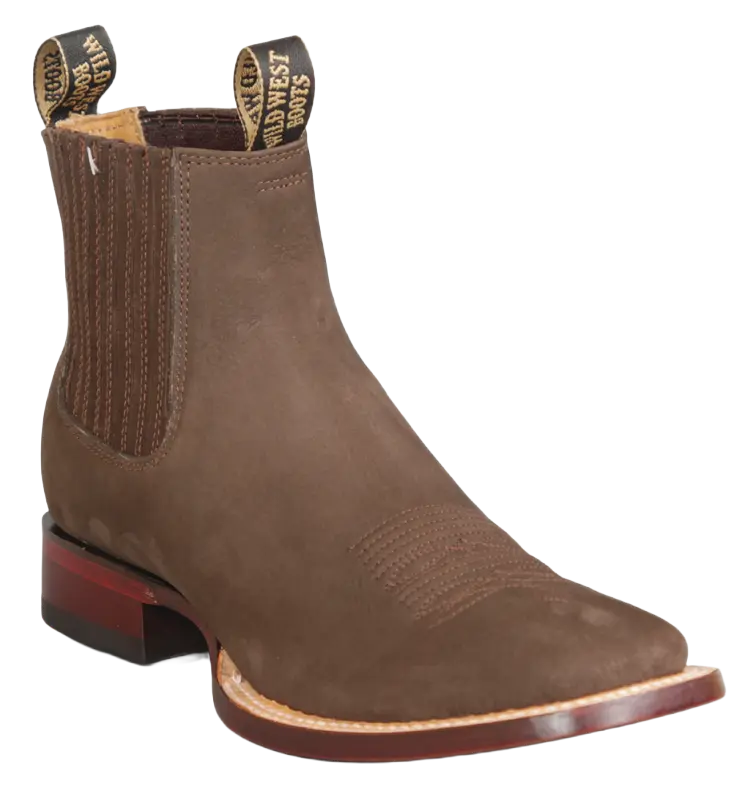 Wild West 282BM6359 Women's Tobacco Genuine Leather Ranch Toe Short Boots