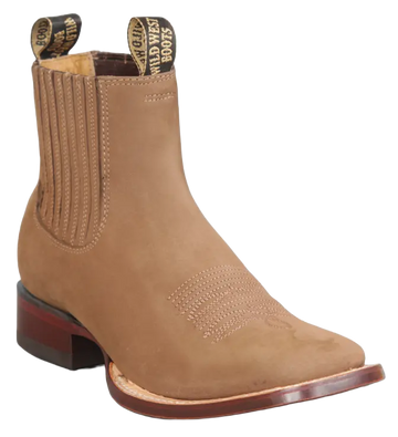 Wild West 282BM6361 Women's Taupe Genuine Leather Ranch Toe Short Boots