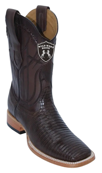 Wild West 284L0716 Men's Faded Brown Genuine Teju Lizard Ranch Toe Cowboy Boots