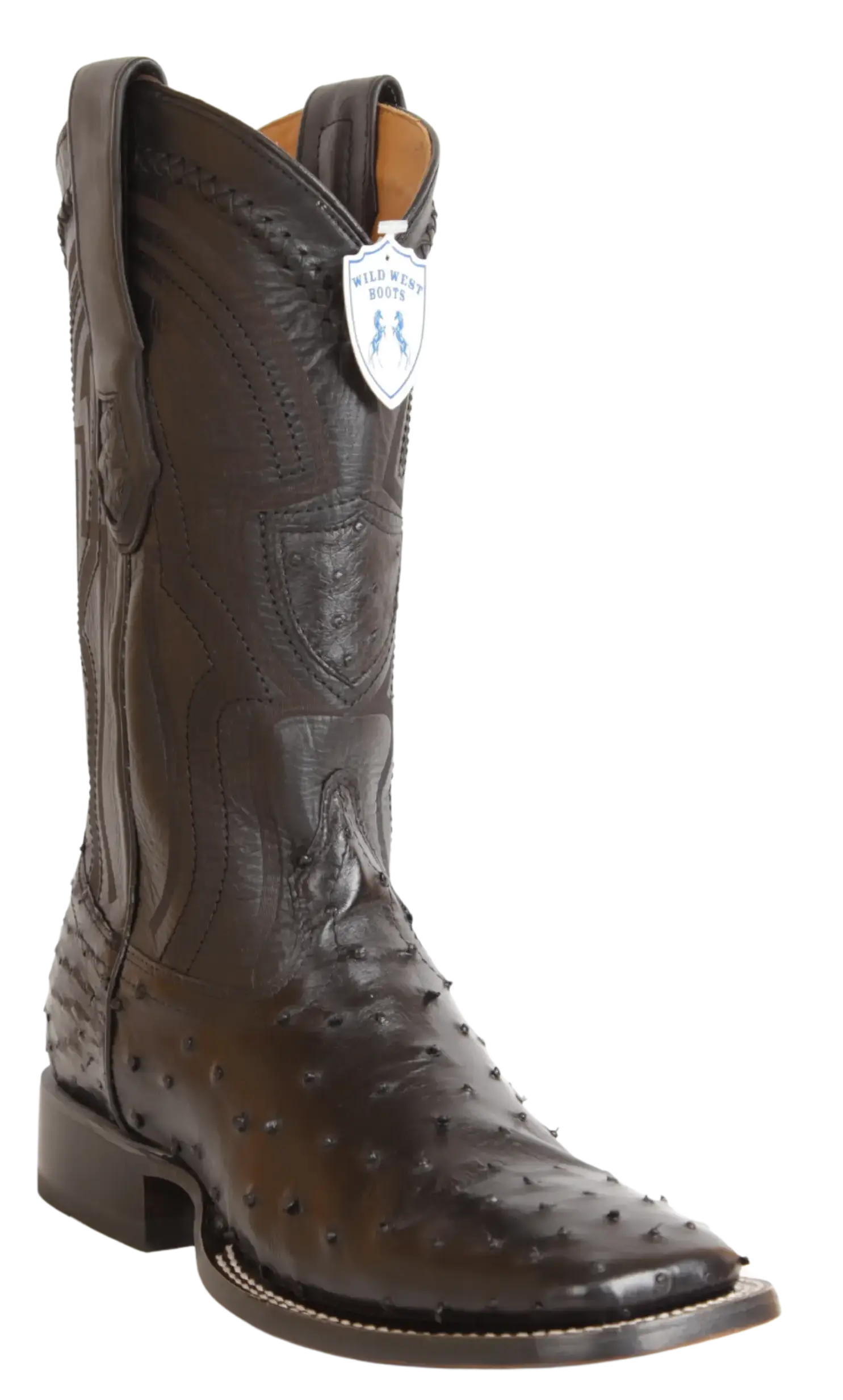 Wild West 284LH0305 Men's Black Genuine Ostrich Ranch Toe Cowboy Boots