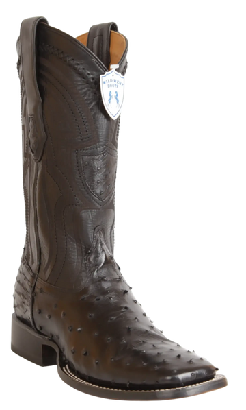 Wild West 284LH0305 Men's Black Genuine Ostrich Ranch Toe Cowboy Boots