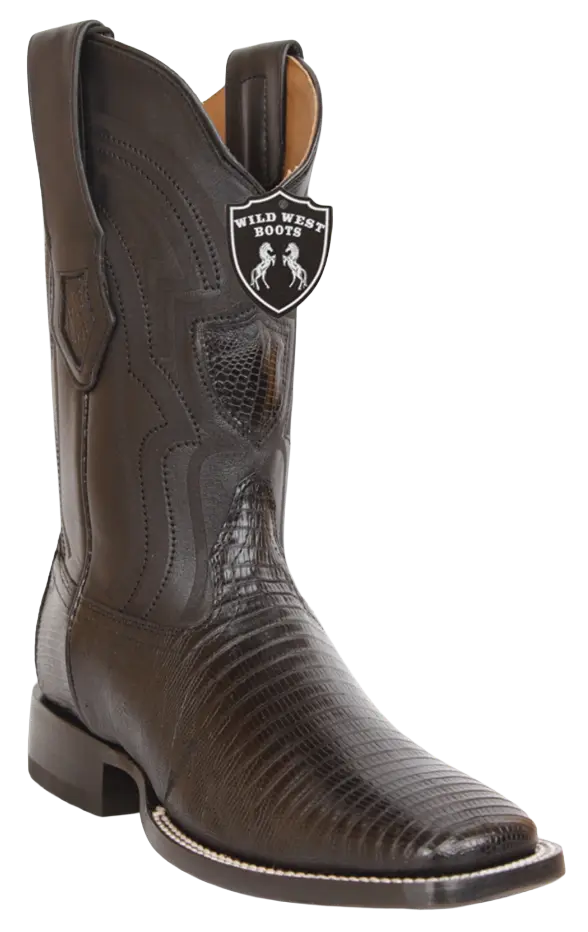 Wild West 284LH0705 Men's Black Genuine Teju Lizard Ranch Toe Cowboy Boots