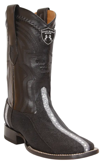 Wild West 284LH1105 Men's Black Genuine Rowstone Stingray Ranch Toe Cowboy Boots