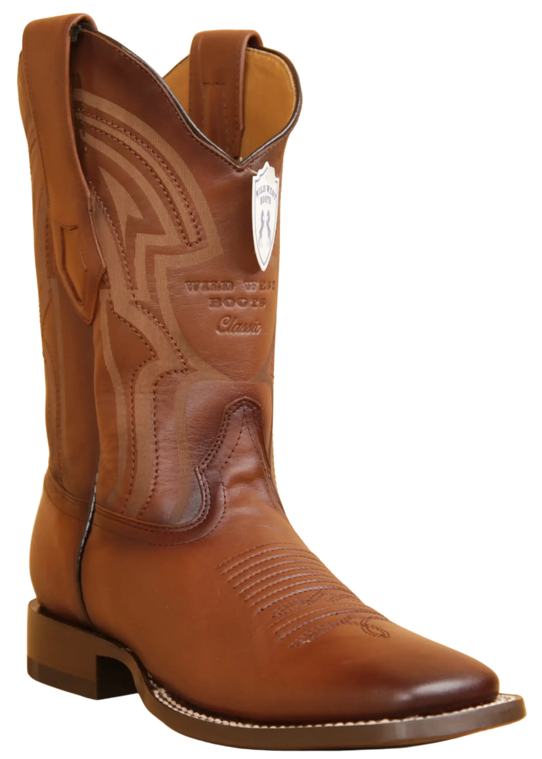 Wild West 284LH2116 Men's Faded Brown Genuine Leather Ranch Toe Cowboy Boots