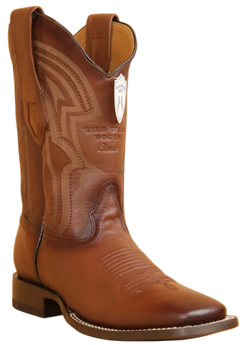 Wild West 284LH2116 Men's Faded Brown Genuine Leather Ranch Toe Cowboy Boots