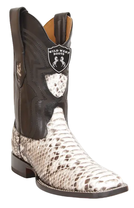 Wild West 284LH5749 Men's Natural Genuine Python Ranch Toe Cowboy Boots