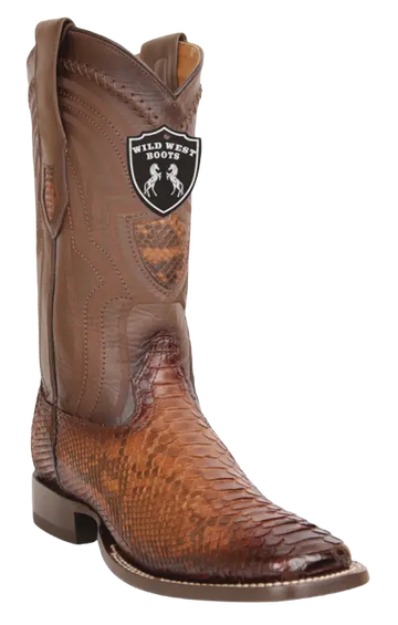 Wild West 284LH5766 Men's Porto Brown Genuine Python Ranch Toe Cowboy Boots
