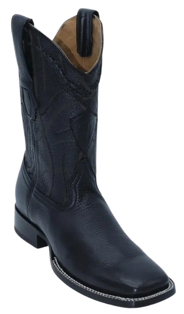 Wild West 284LH8305 Men's Black Genuine Leather Ranch Toe Cowboy Boots