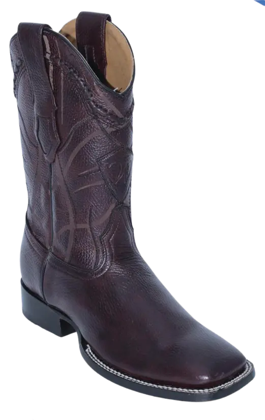 Wild West 284LH8318 Men's Black Cherry Genuine Leather Ranch Toe Cowboy Boots