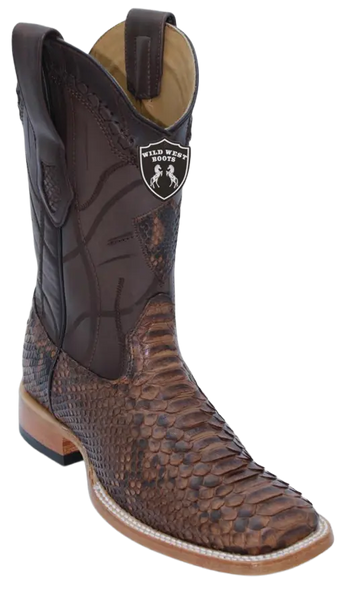 Wild West 284LN5766 Men's Porto Brown Genuine Python Ranch Toe Cowboy Boots