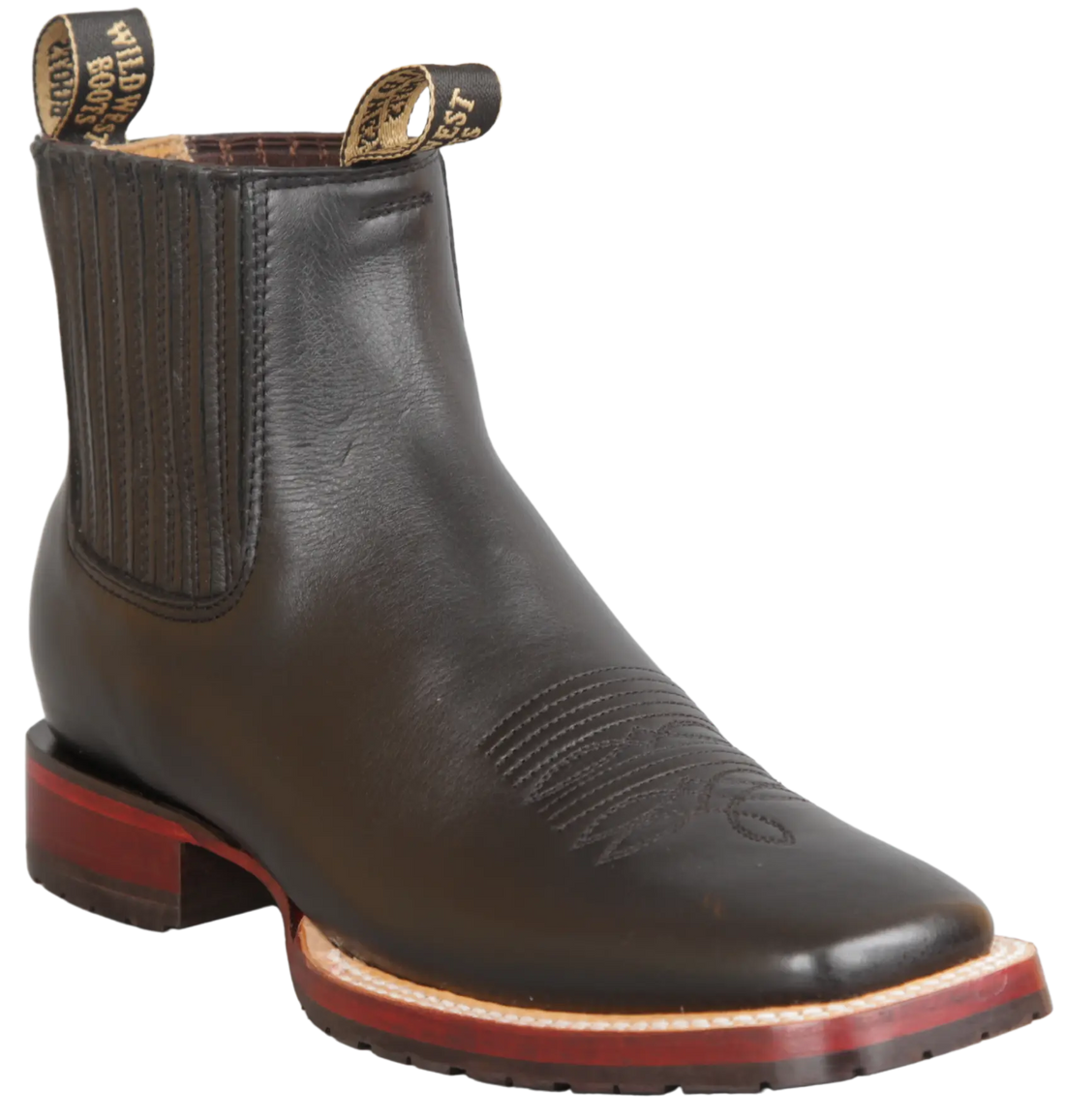 Wild West 284TBM2105 Women's Black Genuine Leather Ranch Toe Short Boots Suit Essence