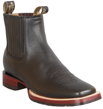 Wild West 284TBM2105 Women's Black Genuine Leather Ranch Toe Short Boots Suit Essence