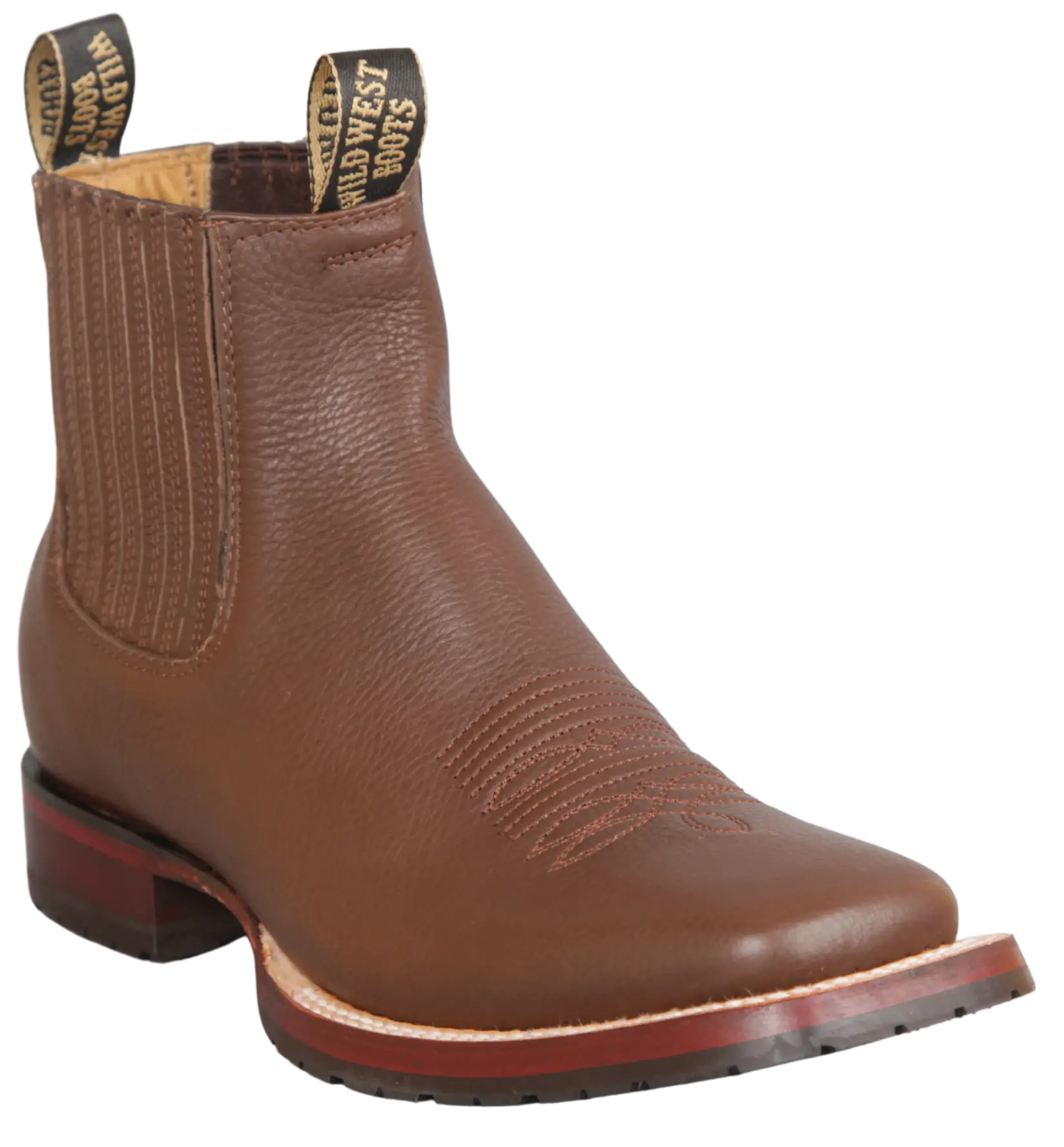 Wild West 284TBM2707 Women's Brown Genuine Leather Ranch Toe Short Boots Suit Essence