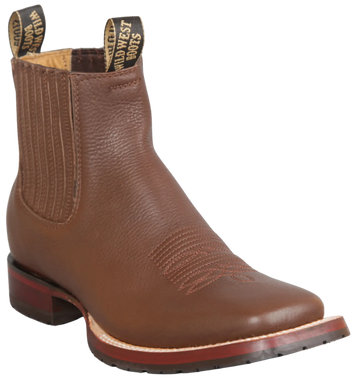 Wild West 284TBM2707 Women's Brown Genuine Leather Ranch Toe Short Boots Suit Essence