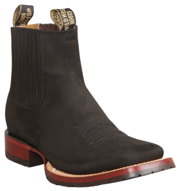 Wild West 284TBM6305 Women's Black Genuine Leather Ranch Toe Short Boots Suit Essence
