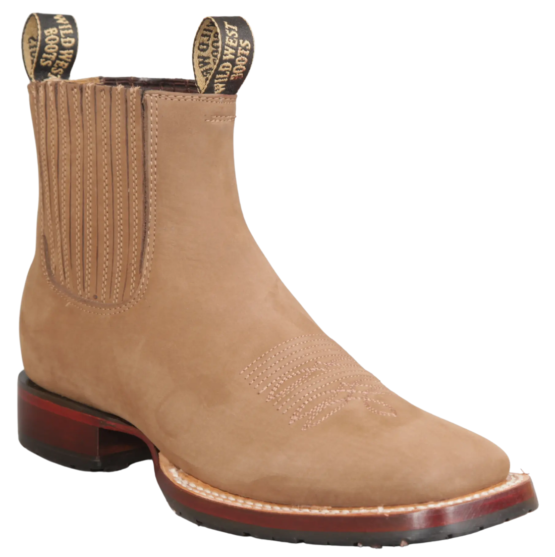 Wild West 284TBM6361 Women's Taupe Genuine Leather Ranch Toe Short Boots Suit Essence