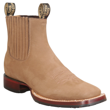 Wild West 284TBM6361 Women's Taupe Genuine Leather Ranch Toe Short Boots Suit Essence