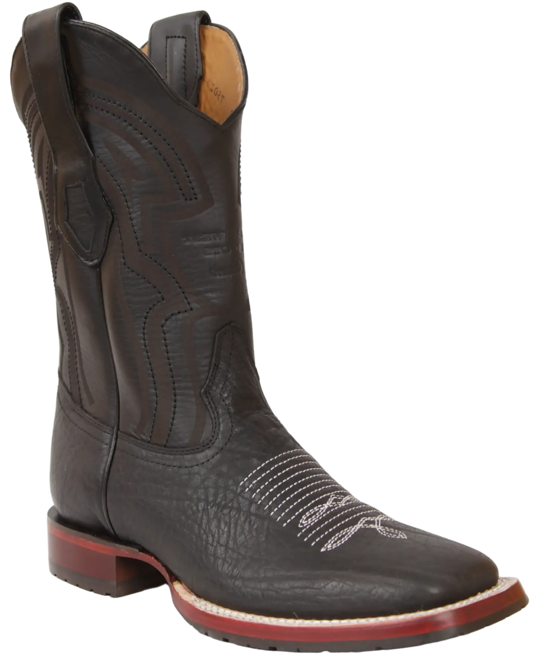 Wild West 284TL23105 Men's Black Genuine Leather Ranch Toe Cowboy Boots