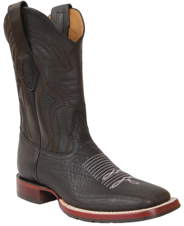 Wild West 284TL23105 Men's Black Genuine Leather Ranch Toe Cowboy Boots