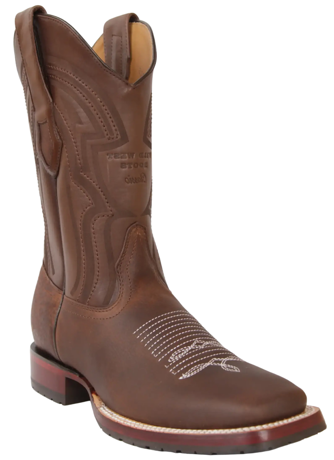 Wild West 284TL29940 Men's Walnut Genuine Leather Ranch Toe Cowboy Boots
