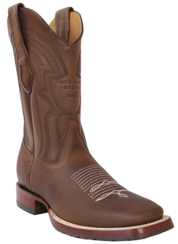 Wild West 284TL29940 Men's Walnut Genuine Leather Ranch Toe Cowboy Boots