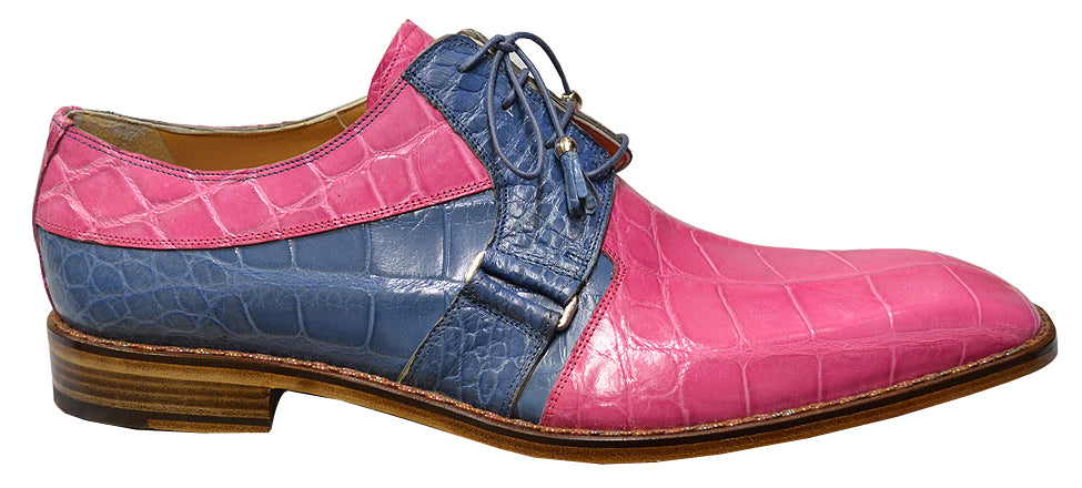 Mauri 2876 Fucsia/New Bleu All-Over Genuine Alligator Shoes Suit Essence