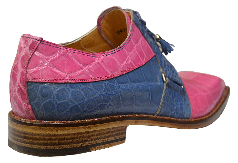 Mauri 2876 Fucsia/New Bleu All-Over Genuine Alligator Shoes Suit Essence