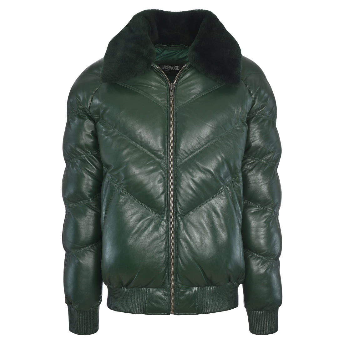 Jakewood 2900S Emerald Green Genuine Quilted Leather Bomber Jacket