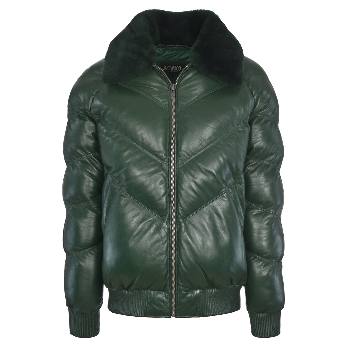 Jakewood 2900S Emerald Green Genuine Quilted Leather Bomber Jacket