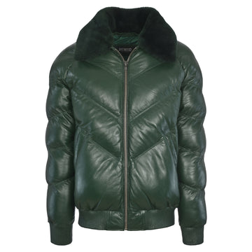 Jakewood 2900S Emerald Green Genuine Quilted Leather Bomber Jacket
