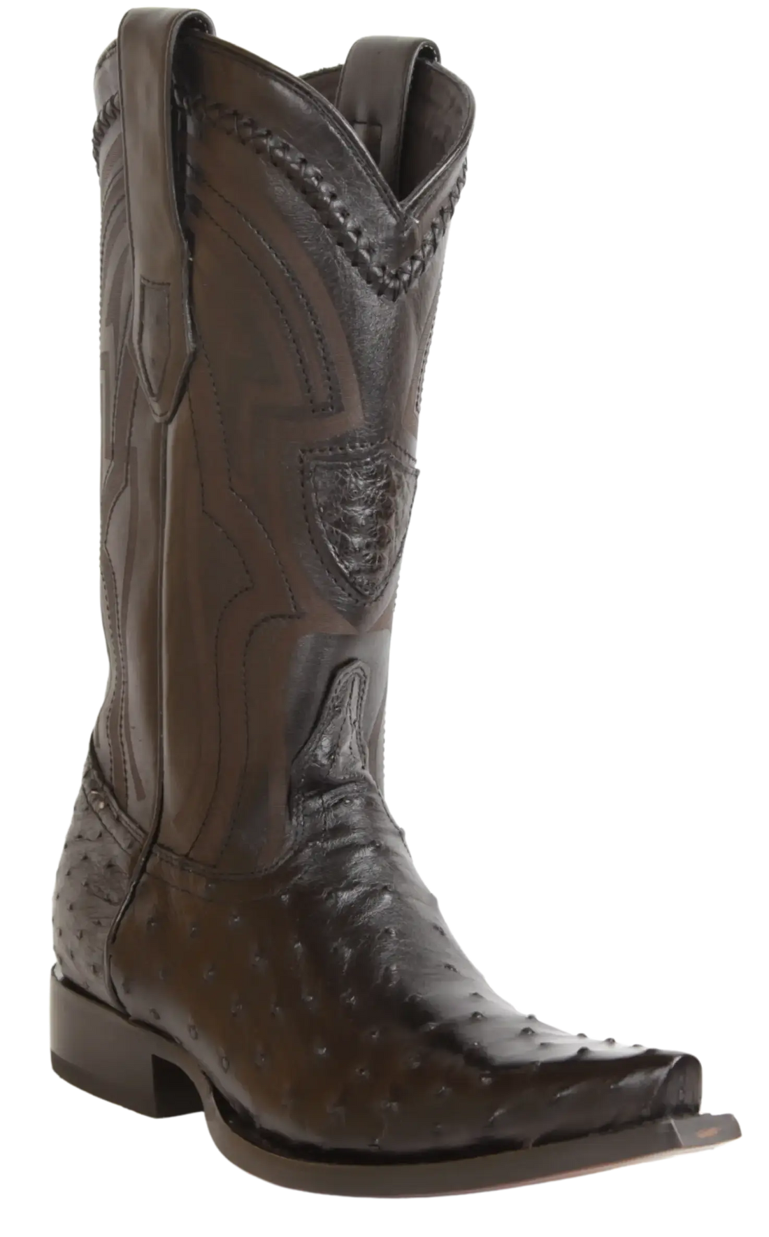 Wild West 294LI0305 Men's Black Genuine Ostrich Snip Toe Cowboy Boots
