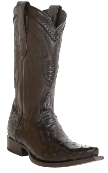 Wild West 294LI0305 Men's Black Genuine Ostrich Snip Toe Cowboy Boots