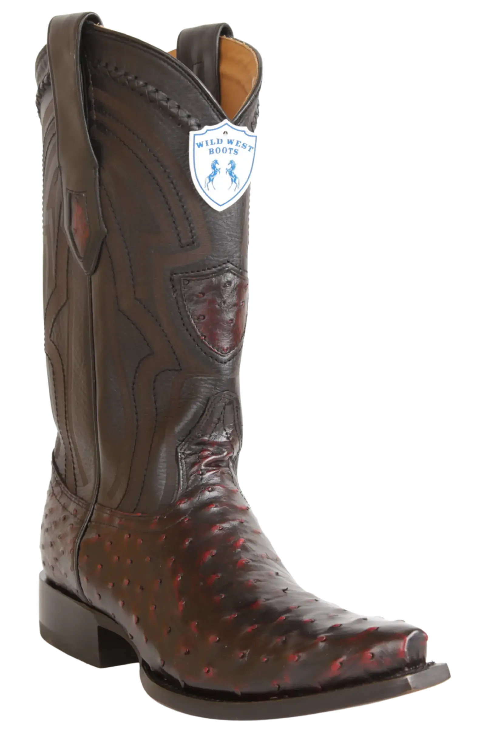 Wild West 294LI0318 Men's Black Cherry Genuine Ostrich Snip Toe Cowboy Boots