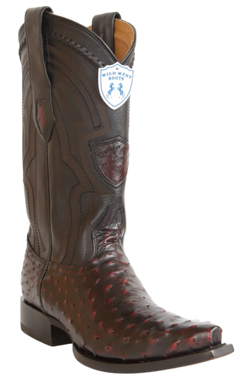 Wild West 294LI0318 Men's Black Cherry Genuine Ostrich Snip Toe Cowboy Boots