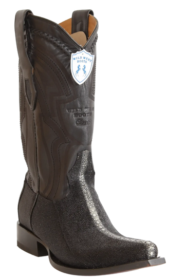 Wild West 294LI1105 Men's Black Genuine Rowstone Stingray Snip Toe Cowboy Boots