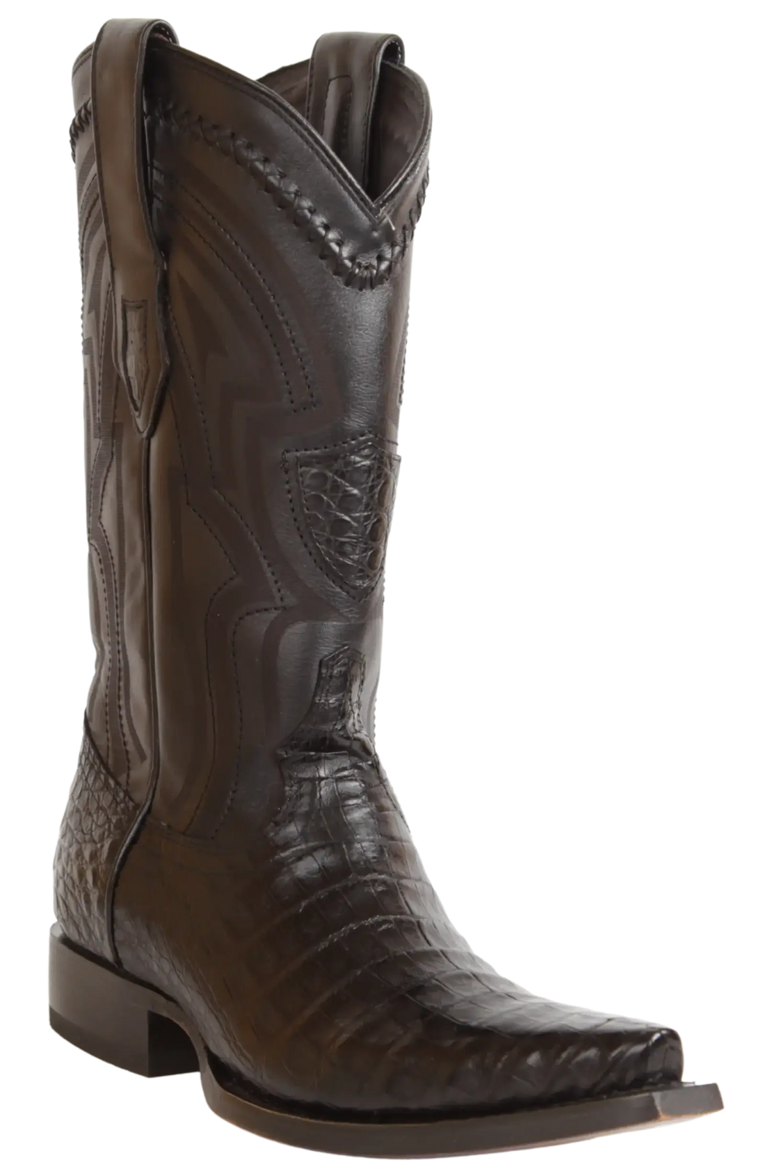 Wild West 294LI8205 Men's Black Genuine Caiman Crocodile Belly Snip Toe Cowboy Boots