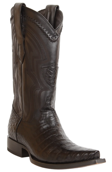 Wild West 294LI8205 Men's Black Genuine Caiman Crocodile Belly Snip Toe Cowboy Boots