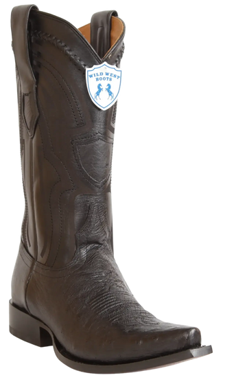 Wild West 294LI9705 Men's Black Genuine Smooth Ostrich Snip Toe Cowboy Boots