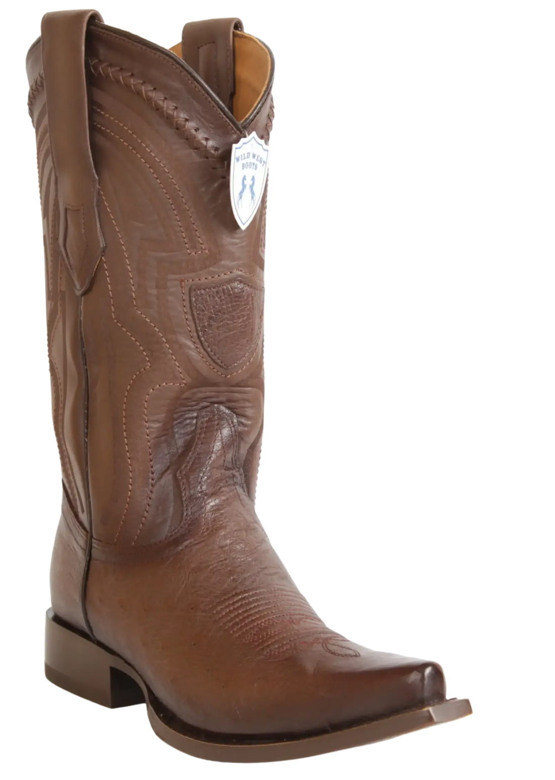 Wild West 294LI9716 Men's Faded Brown Genuine Smooth Ostrich Snip Toe Cowboy Boots