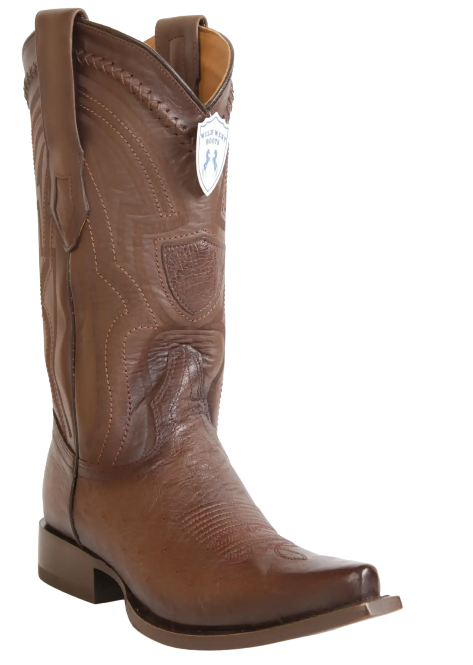 Wild West 294LI9716 Men's Faded Brown Genuine Smooth Ostrich Snip Toe Cowboy Boots