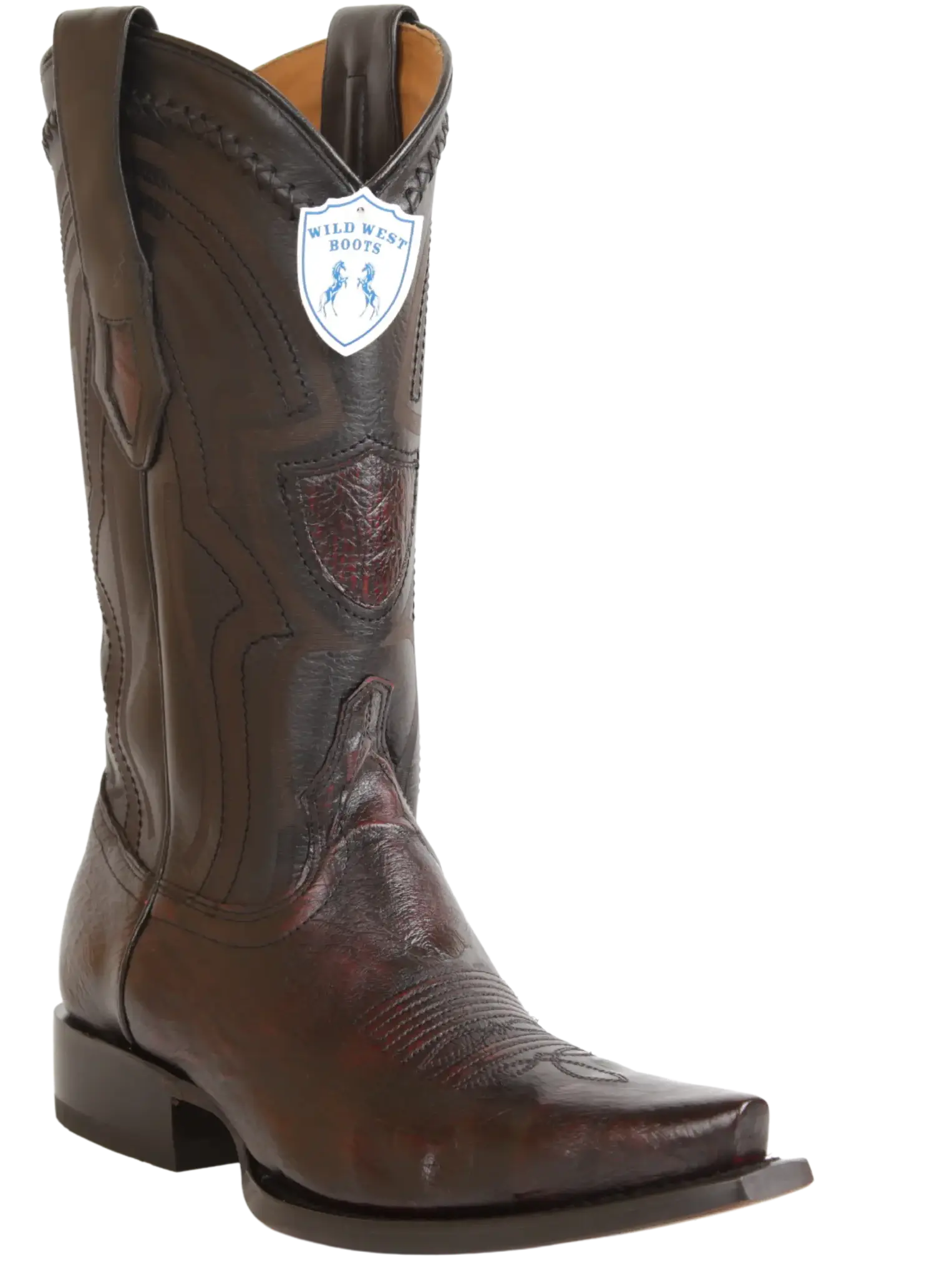 Wild West 294LI9718 Men's Black Cherry Genuine Smooth Ostrich Snip Toe Cowboy Boots