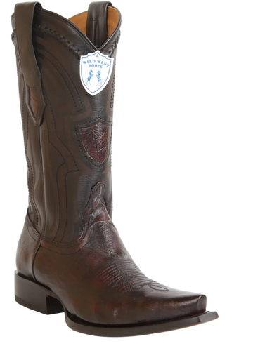 Wild West 294LI9718 Men's Black Cherry Genuine Smooth Ostrich Snip Toe Cowboy Boots