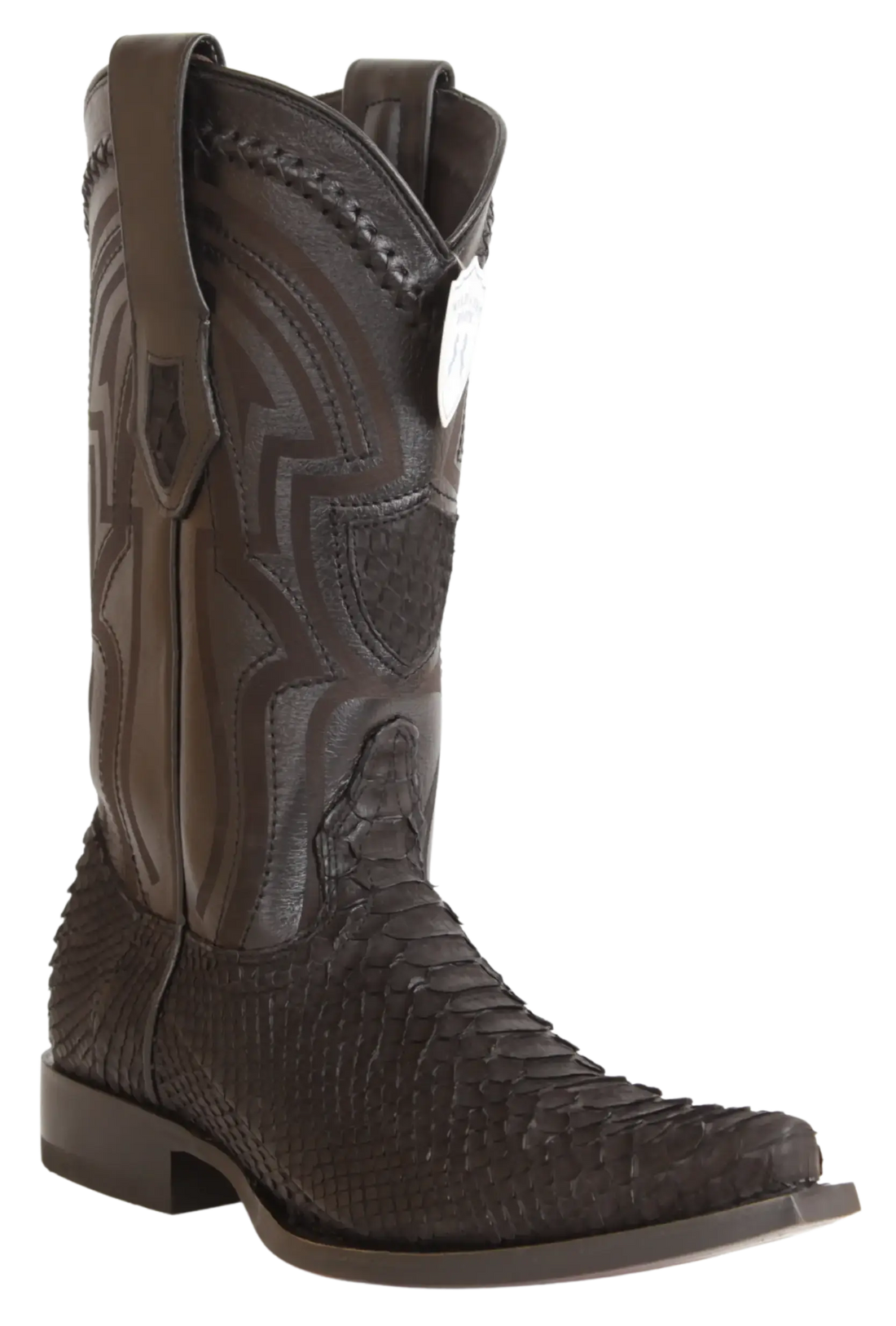 Wild West 294LIN5705 Men's Nubuck Black Genuine Python Snip Toe Cowboy Boots
